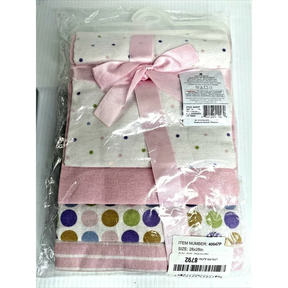 Luvable Friends Baby‎ Receiving Blankets 28x28 Flannel 4-Pack Pink Cotton New